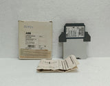 Universal thermocouple signal converter relay module on DIN rail with label papers