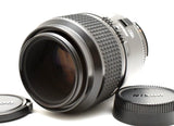 Nikon AF Micro Nikkor 105mm f/2.8 macro lens with front element and rear cap