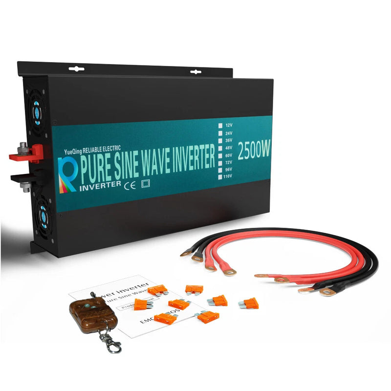 2500W Pure Sine Wave Inverter 12V DC to AC Power Converter Home Solar Car Remote