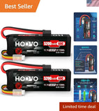 11.1V 3S LiPo Battery 5200mAh 60C - Perfect for RC Car, Truck & Drone - 2 Packs