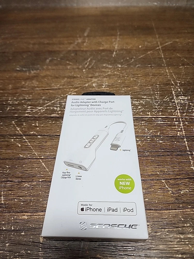 SCOSCHE StrikeLine Adapter with Female 3.5mm Auto Adapter/Charging Port - White