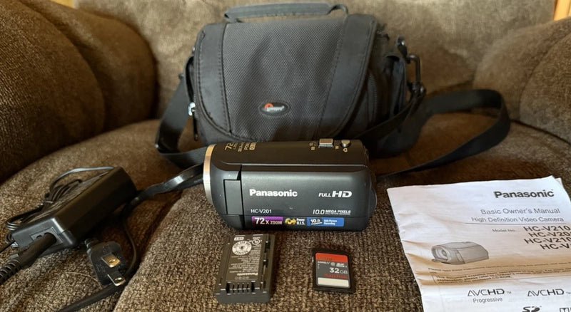 Panasonic HC-V201 Full HD Video Camera TESTED WORKING ACCESSORIES INCLUDED