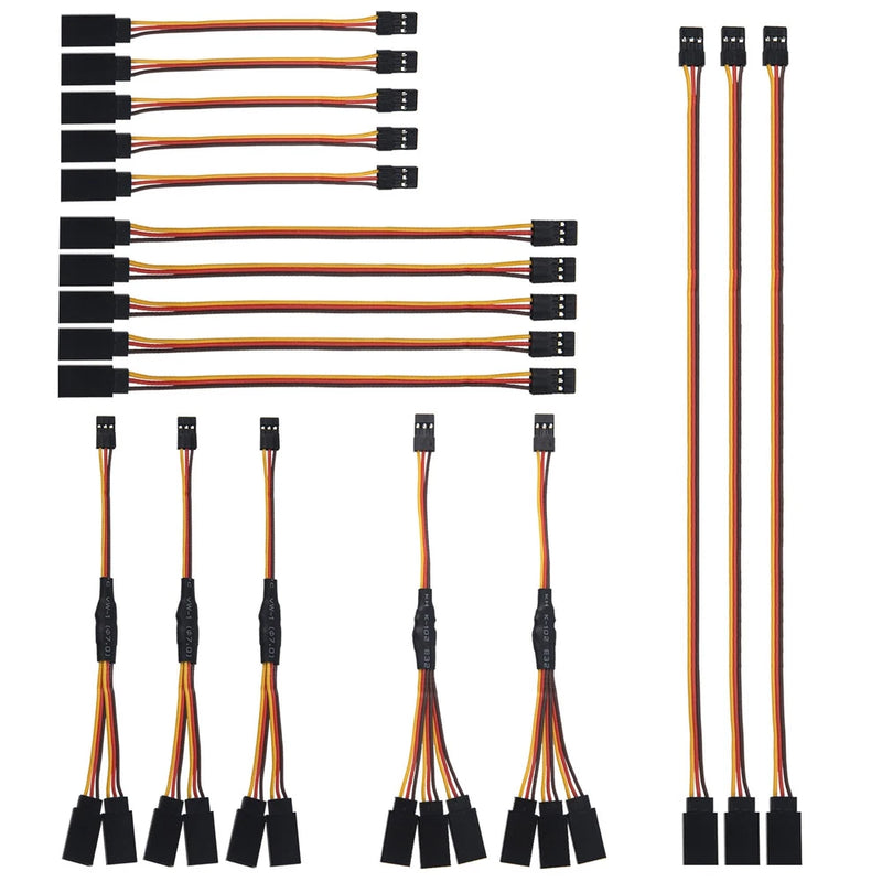 18Pcs 3-Pin JR Servo Extension Cable 1 Male to 2/3 Female Y Harness Converter