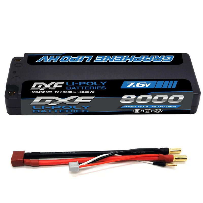 2xDXF 2S LiPo Battery 7.6V 140C 8000mAh DEANS/T 5MM RC Car Truck Racing tour car