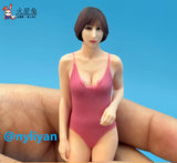 1/18 Miniatures Pink Swimsuit Girl Scene Props Figures Model For Car Vehicles