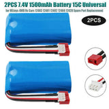 2pcs 7.4V Lipo Battery 1500mAh Rechargeable Universal for WLtoys 4WD RC Replace