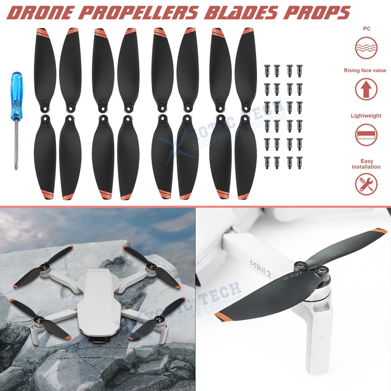 16pcs Propellers RC Drone Wing Accessory Black & Orange Stripe For DJI Mini SE