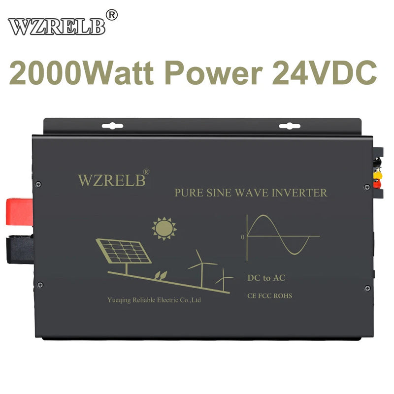 Pure Sine Wave Inverter 2000W 24V 110V 220V Power Converter Off Grid Home Car RV