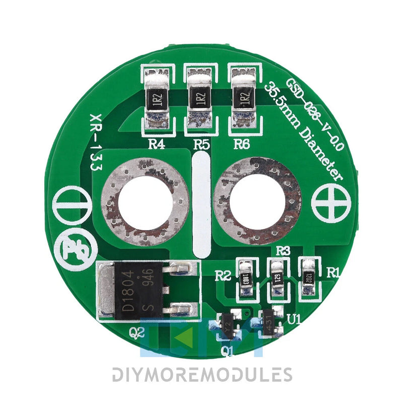 Green PCB supercapacitor balancing protection module with SMD components, 35mm size