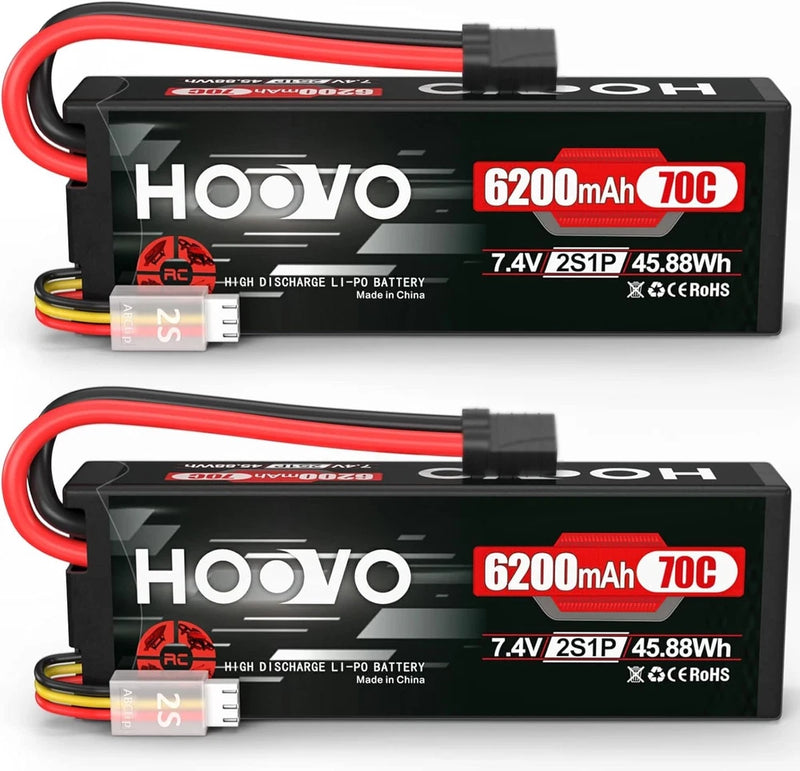 7.4V 70C 6200mAh 2S Lipo Battery Hard Case with Tracxas Plug for RC Car RC