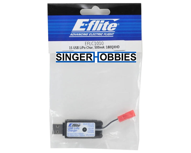 E-FLITE EFLC1010 1S USB Li-Po Charger, 500mA, JST: 180 QX HD HH Battery