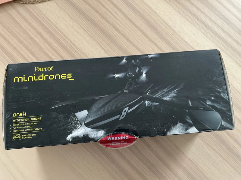 Parrot mini drone Orak hydro drone in black retail box with warning label
