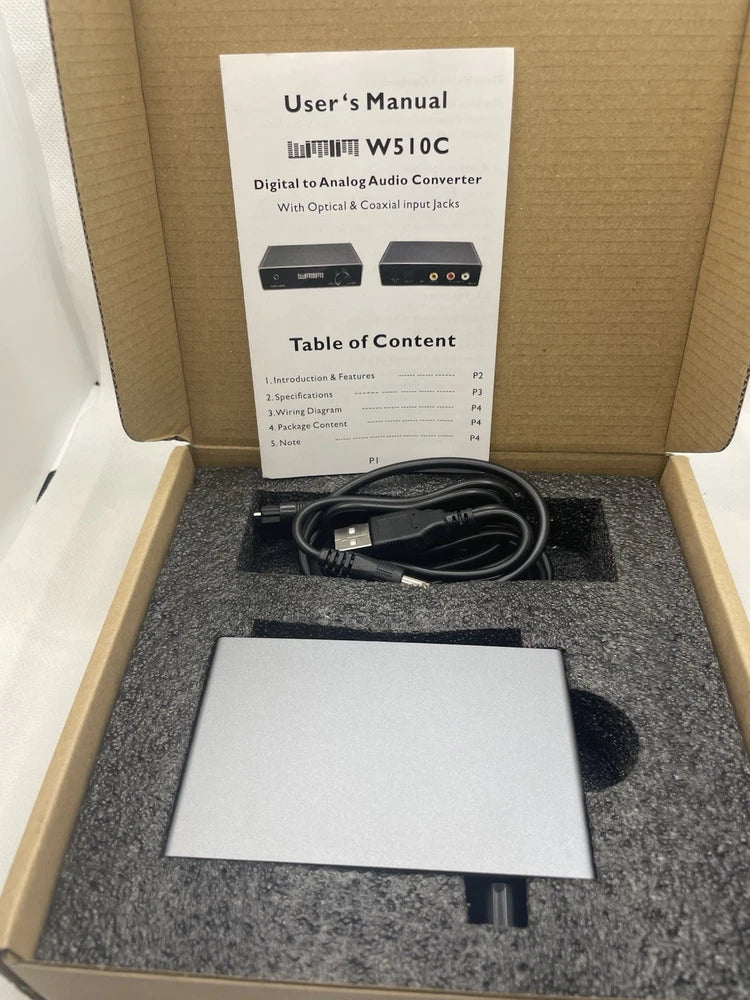 Digital to Analog Audio Converter W510C DAC Optical Coaxial Input RCA Output