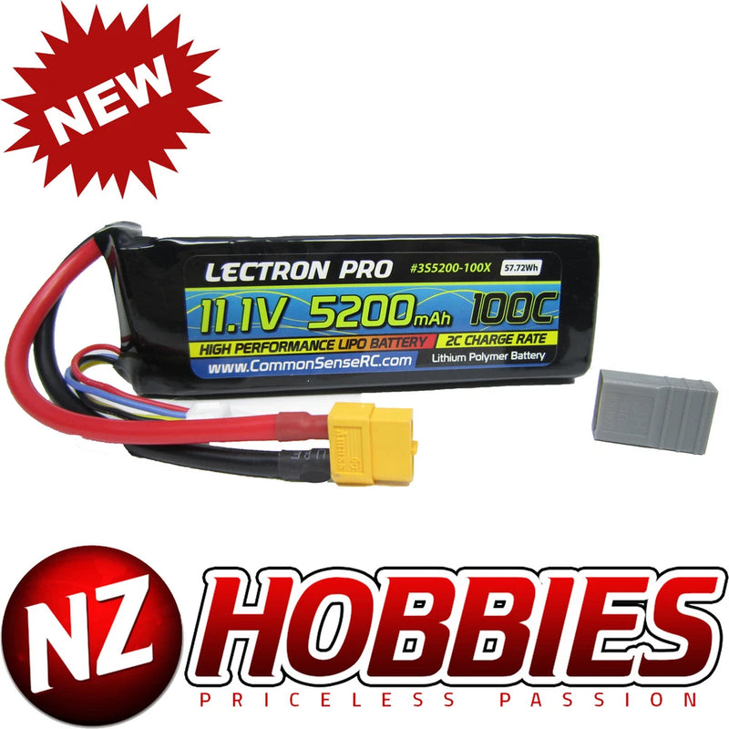 Lectron 11.1V 5200mAh 100C Lipo Battery w/ XT60 Connector+Adapter for TRAXXAS Battery