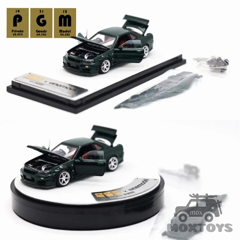 PGM 1:64 R34 Z-TUNE Green Limited999 Diecast Model Car