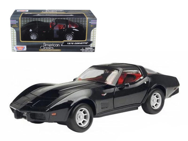 Motormax 73244BK 1/24 1979 Chevrolet Corvette Black Diecast Car Model