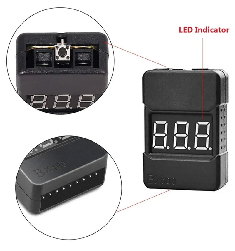 (1) Lipo Battery Checker - RC 1-8S Battery Tester Monitor -  Buzzer Alarm