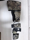 Camouflage lens cover with straps and multiple protective sleeve pieces