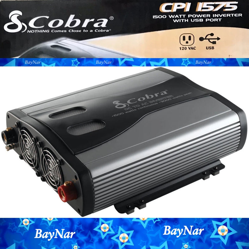 Cobra CPI 1575 1500W 3 Outlet DC to AC Car Power Inverter w/ USB Port