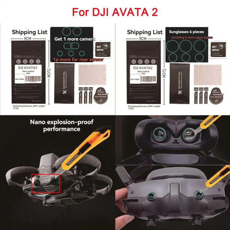 Drone Lens Sensor Protective Film / Glasses Anti-scratch HD Film For DJI AVATA 2