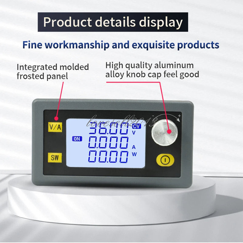 Digital DC buck-boost converter with LCD screen, knob and button controls