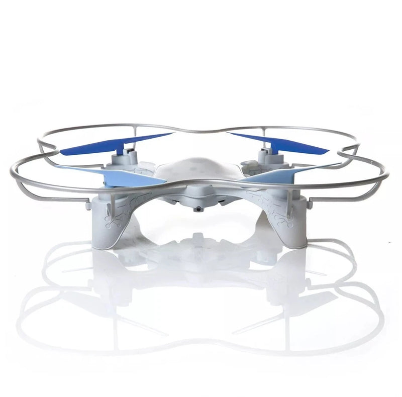 WowWee Lumi gaming quadcopter drone, white with blue accents, four propellers with guards