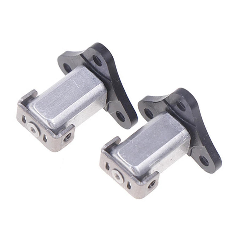 Pair of metal arm shaft repair brackets with black rubber mounts