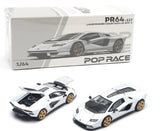 Pop Race 1:64 Lamborghini Countach LPI 800-4 White Diecast Model Car PR640117