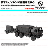 3D-printed military radar control power supply vehicle model, dark gray truck with antennas