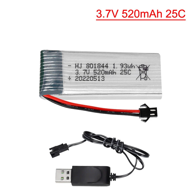 1Pcs 3.7V 520mAh 25C Lipo Battery with charger for Hubsan H107P RC Camera Drone