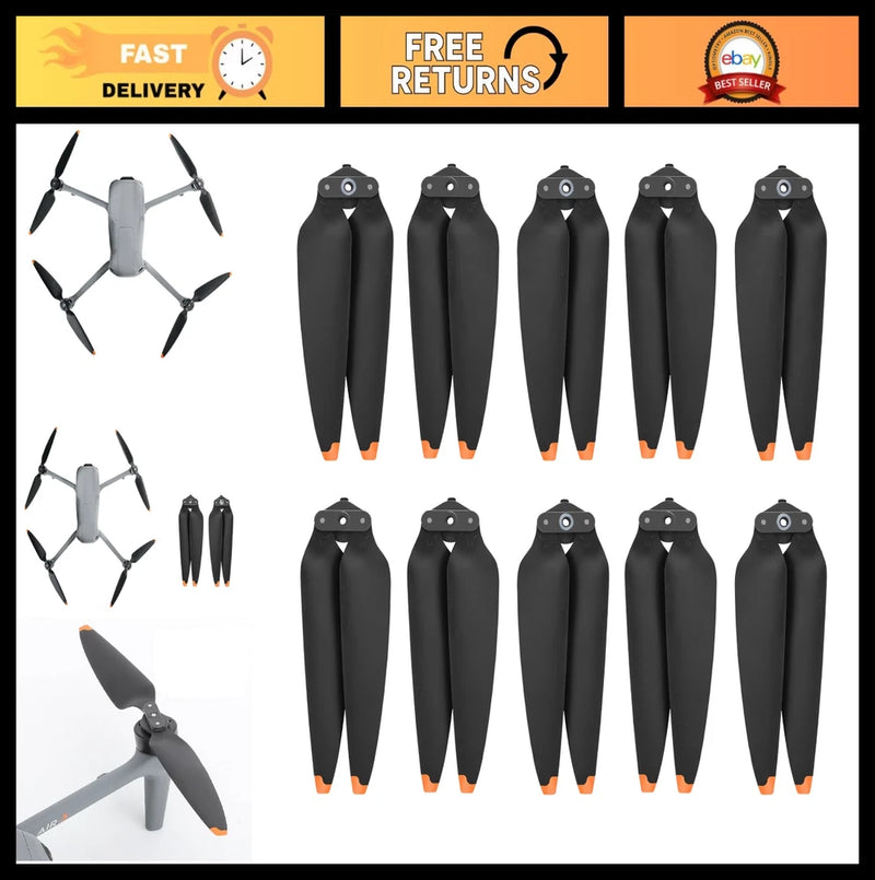 10-pack low-noise black quick-release drone propellers