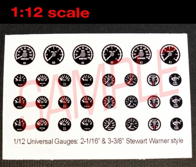 1/12 UNIVERSAL BLACK-BACKGROUND GAUGE SET for 1/12 scale MODEL kits¡ªPLEASE READ