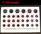 1/12 UNIVERSAL BLACK-BACKGROUND GAUGE SET for 1/12 scale MODEL kits¡ªPLEASE READ