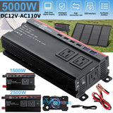 5000W Car Power Inverter DC 12V to AC 110V Sine Wave Solar RV Converter 3AC 4USB