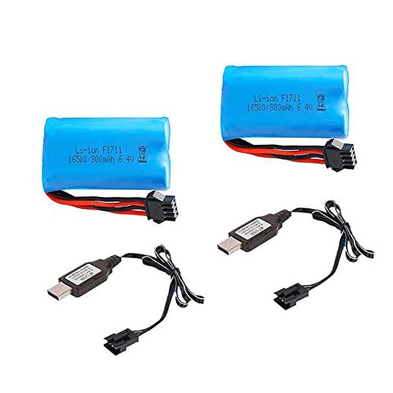 6.4v 800mAh Lipo Battery SM-4P Plug + Charger for 18628 18629 18428 18429 RC Car