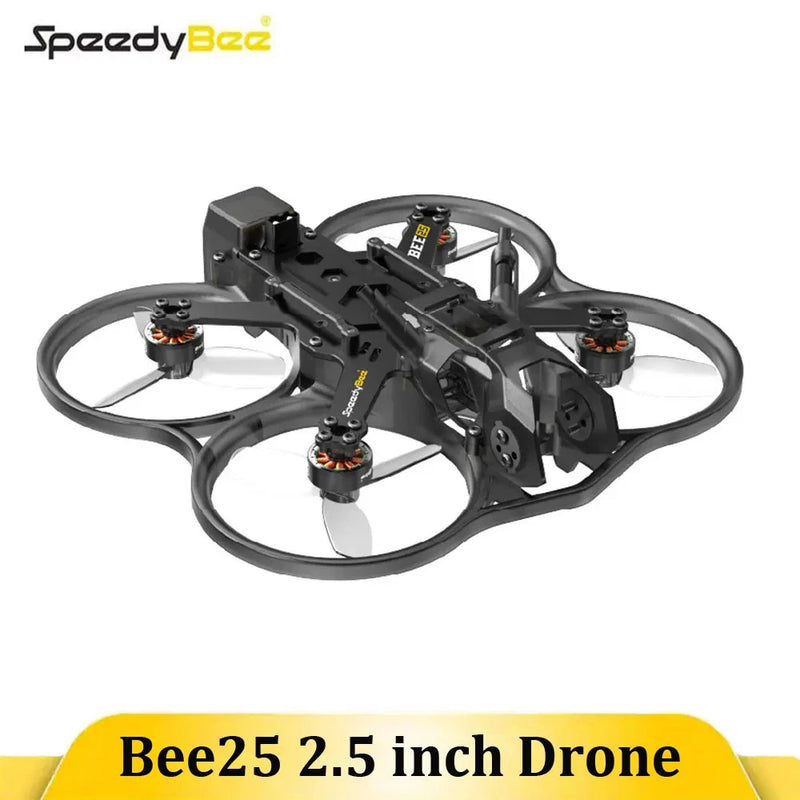2.5 inch FPV quadcopter drone with four propellers, black frame