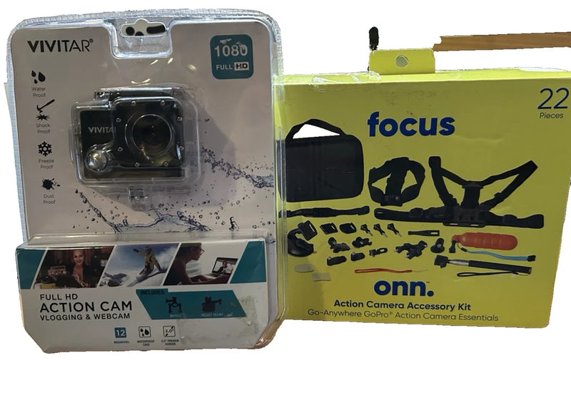 Vivitar 1080 Full HD Action Cam Vlogging &Webcam Black DVR786HD w/ Accessory Kit