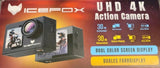 ICEFOX 20MP UHD 4K Action Camera with 5X Zoom, EIS, WiFi, Touch Screen, Remote..