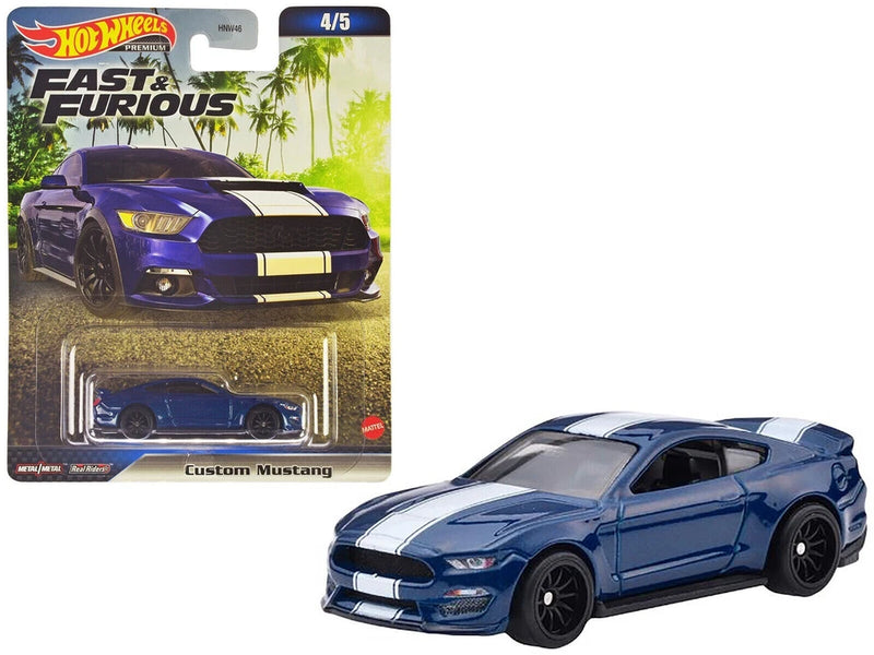 CUSTOM MUSTANG BLUE "FAST & FURIOUS" DIECAST MODEL CAR BY HOT WHEELS HNW51