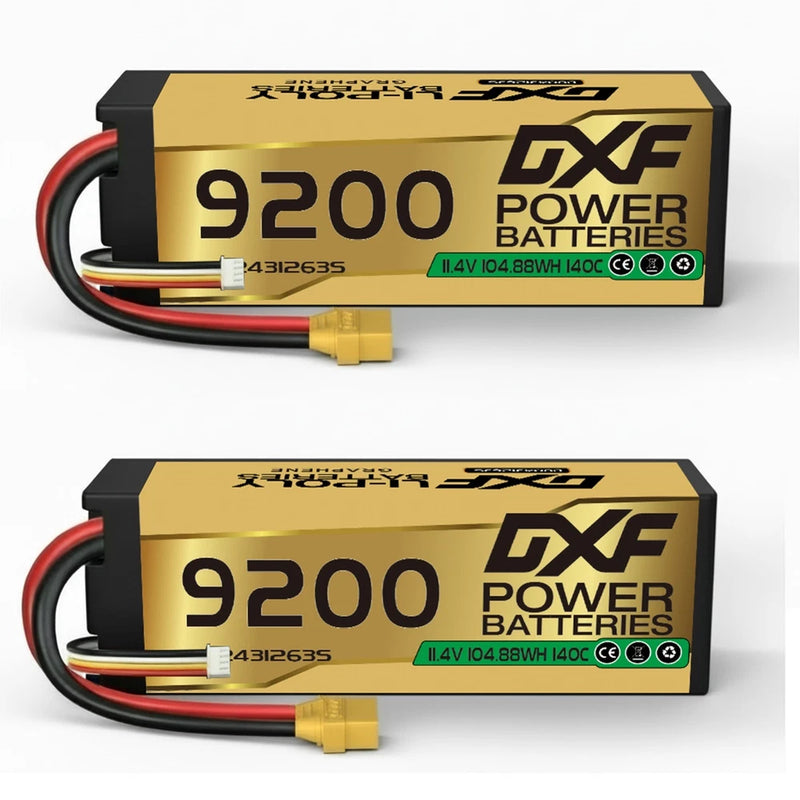 DXF 2PCS Performa Racing Graphene  Lipo 9200 11.4V 3S 140C Battery GOLDEN XT90