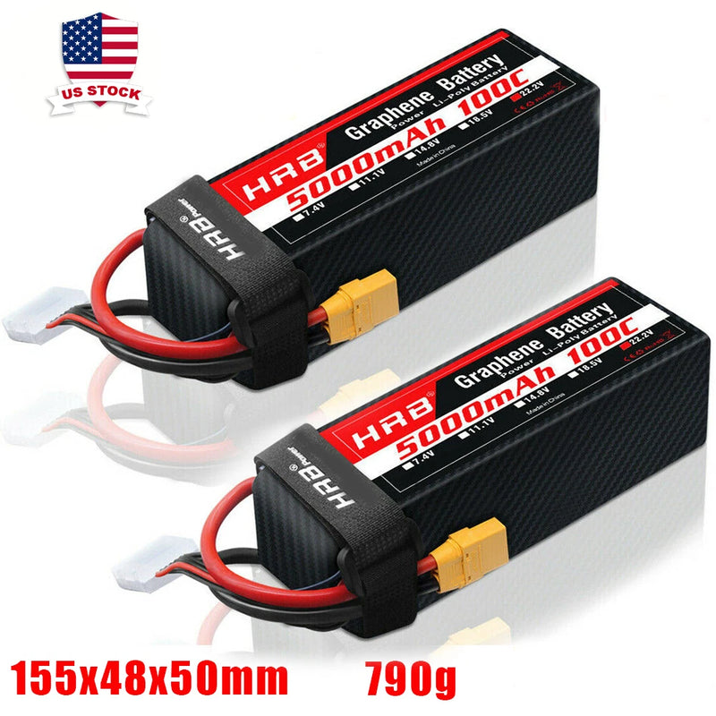 2x Graphene 6S 5000mAh 22.2V LiPo Battery XT90 for RC Helicopter Airplane Car