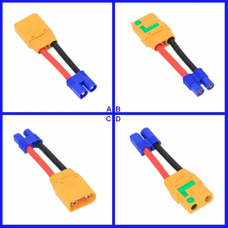 XT90S XT90-S Anti Spark to EC3 12AWG 2inchs Cable Adapter For RC LiPo Battery