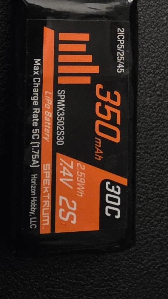 Spektrum 7.4V 350mAh 2S 30C LiPo Battery (SPMX3502S30) Battery