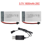 2pcs 3.7V 1600mAh 5.92Wh 25C SM-2P Connector Lipo Battery For RC Remote Control