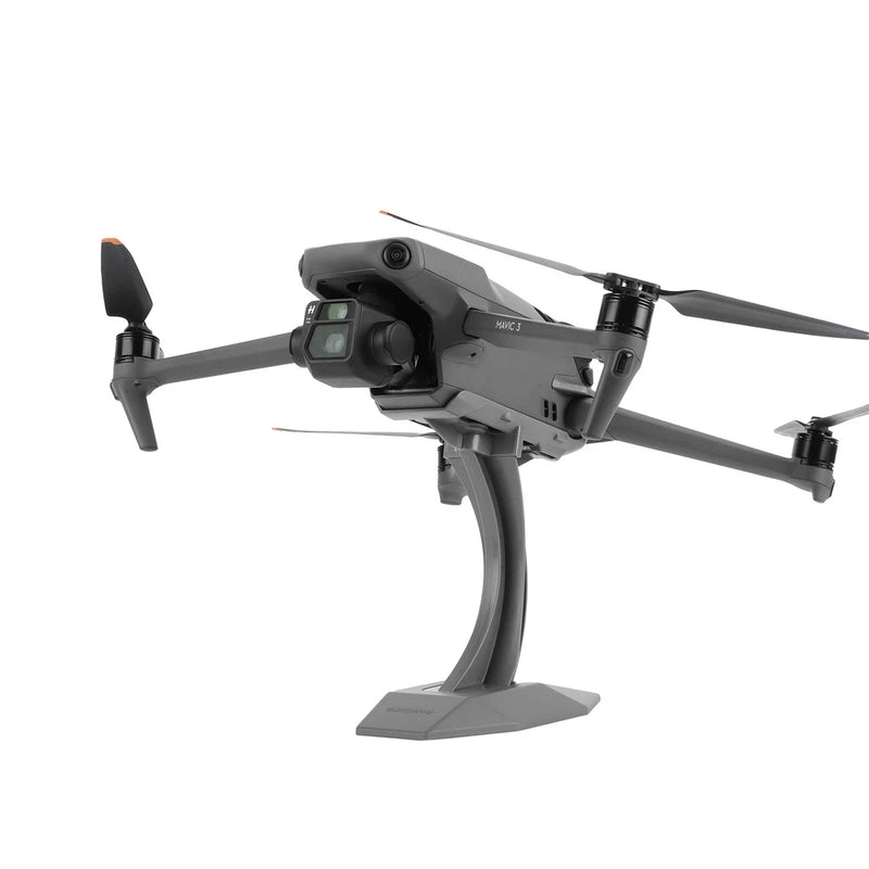 Desktop drone display bracket rack with mounted quadcopter drone