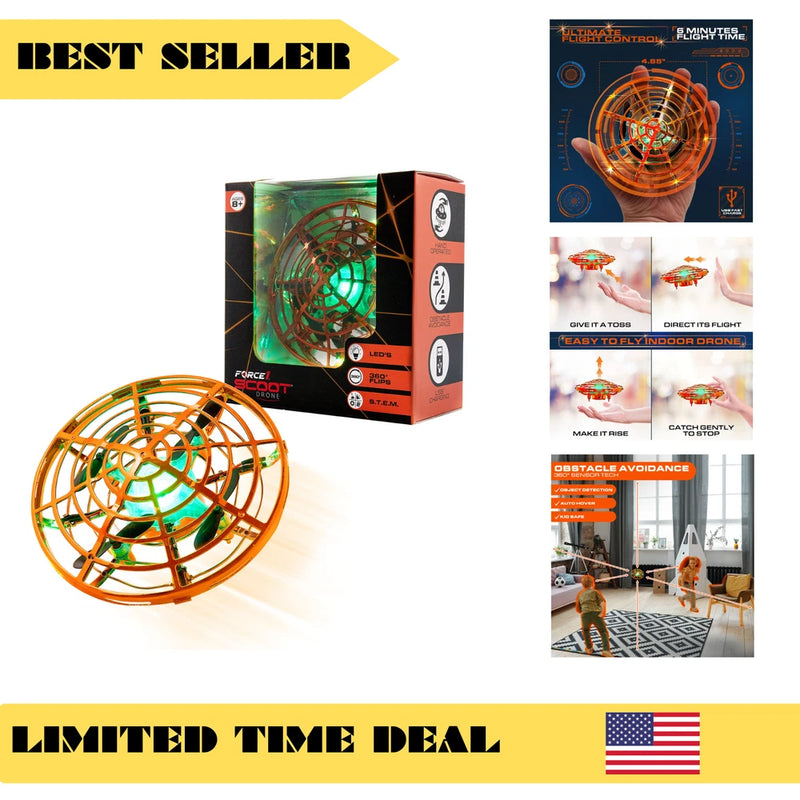 Force1 Scoot Skeet Drone Electronic Shooting Game for Kids (Drone Only)-Orange