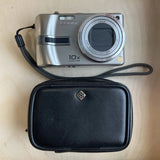 FOR PARTS ONLY Panasonic Lumix DMC-TZ3 Silver Digital Camera 7MP TEMPLE Inl Case