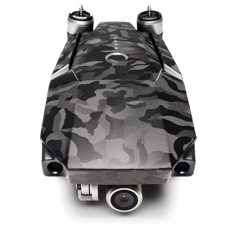 Drone skin sticker with black bumpy camouflage pattern for main unit