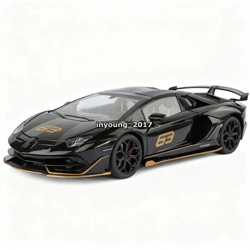 1/18 Lamborghini Aventador SVJ Model Toy Car Diecast Toy Vehicle Door Open Black