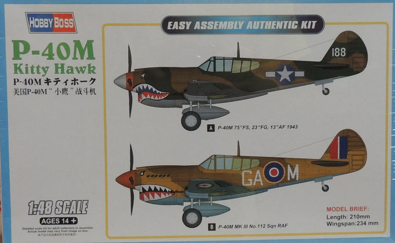 WWII P-40M KITTY HAWK HOBBY BOSS 1:48 SCALE PLASTIC MODEL AIRPLANE KIT